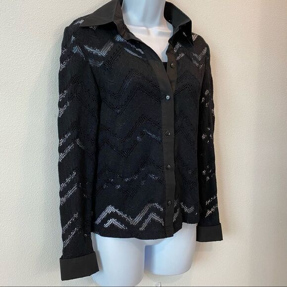 Studio De Compagne Paris Lace Knit Blouse With Matching  Camisole Underlay - Picture 6 of 15